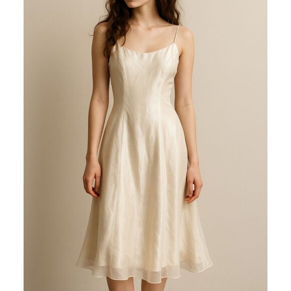 Gunne Sax Ivory Satin Slip Dress Women’s Small – Vintage Y2K Fairycore Romantic - Picture 1 of 9
